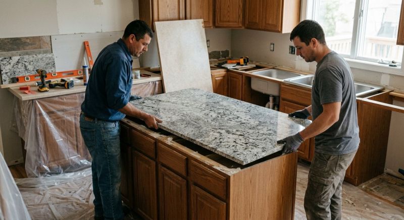 Granite Slab Installation in Roseville, CA